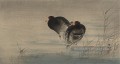 deux gallinules en eau peu profonde Ohara KOSON Shin Hanga